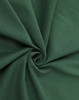 A close-up of dark green cotton fabric featuring a smooth, soft texture. The fabric is gently folded in a spiral.