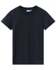 A dark navy t-shirt made from premium cotton with a round neck and short sleeves. Features a logo.