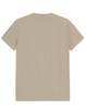 A beige men's premium cotton tee featuring a simple design and short sleeves, with a branding logo.