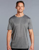 A short sleeve tee in grey, made from ultra-dry cationic fabric, featuring a logo on the chest.