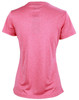 A short sleeve tee in a vibrant pink hue, featuring a smooth texture and a fitted silhouette. It has a logo on the back.
