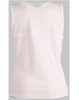 A women's singlet in light pink, featuring a mesh back and a logo. Ideal for sportswear.