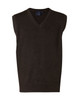 A dark green V-neck wool and acrylic knit vest featuring a sleeveless design and a plain finish.