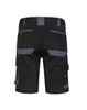 Unisex utility stretch cargo work shorts in black with grey accents and multiple pockets. Features branding on the waistband.