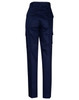 Navy blue work pants featuring side pockets, suitable for various work environments. Includes a logo.