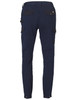Navy workwear pants with black detailing, featuring multiple pockets and a branded logo.