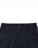 A pair of navy blue unisex cotton stretch ripstop work shorts featuring an elastic waistband and multiple pockets.