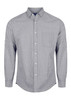 A button-up shirt featuring a black and white gingham pattern with long sleeves and a single chest pocket.