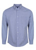 A button-up shirt in blue and white gingham pattern, featuring long sleeves and a single chest pocket.