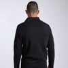 A black men's shirt with a high collar and long sleeves, featuring a logo on the back.