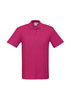 A magenta crew men's polo shirt with a collar and short sleeves, featuring a logo on the chest.