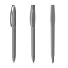 A set of three grey plastic pens with a sleek design and a logo present on the barrel.