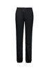 Black jogger pants with an elastic waistband and cuffs, designed for women's chefwear. Features a logo.