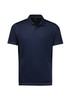A navy short sleeve polo shirt with a logo on the chest and contrasting details. Suitable for casual wear.