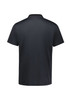 A black short sleeve polo shirt featuring a collar and a logo on the front.