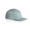 A five-panel cap in a light green shade, featuring ventilation eyelets and a structured brim.