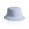 A light blue bucket hat with a wide brim and a simple design, featuring a logo on the side.