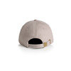 A beige cap with a curved brim and adjustable strap at the back, featuring a logo.