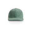 A green corduroy cap with a structured crown and curved brim. Features a branding logo on the side.