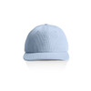 A light blue corduroy cap with a structured crown and a curved brim, featuring a logo on the front.