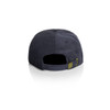 A dark blue cord cap with a curved brim and an adjustable strap at the back. It features a logo.