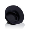 A black nylon bucket hat featuring a wide brim and a soft interior. The hat has a logo inside.