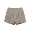 Striped boxer shorts in grey and white with an elastic waistband. Features a branded logo.