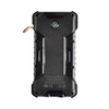 A black rugged solar power bank with a compass on top and textured sides for grip.