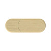 A light wooden eco-friendly LED flash drive with a smooth, oval design; features a logo on its surface.