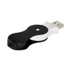 A black and silver Halo Swivel Flash Drive with a sleek design and a USB connector. It features a logo.
