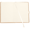 A colour bound journal with lined pages and a ribbon bookmark, featuring a plain cover.