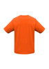 An orange short sleeve t-shirt with a plain back and a logo on the side.