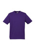 A purple short sleeve tee with a regular fit, featuring a logo on the label.