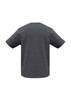 A grey short sleeve t-shirt with a relaxed fit, displaying a plain back design and a logo.