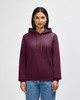 A burgundy Gildan Heavy Blend adult hooded sweatshirt with a kangaroo pocket and a hood.