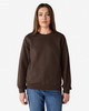 A brown Gildan Heavy Blend adult crewneck sweatshirt with long sleeves, worn by a model.