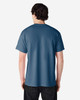 A blue Gildan Ultra Cotton adult t-shirt displayed from the back, featuring a logo.