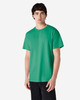 A green Gildan Ultra Cotton adult T-shirt displayed on a model, featuring a simple design and a logo.
