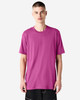 A unisex short sleeve T-shirt in vibrant pink with a simple design and a logo.
