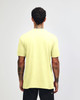 A unisex short sleeve T-shirt in bright yellow, featuring a standard cut and a logo on the back.