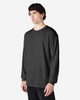 A long sleeve T-shirt in dark grey, featuring a simple design and a logo on the front.