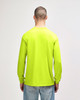 A long sleeve T-shirt in bright yellow with a plain back, featuring a logo on the front.