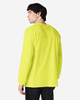 A long sleeve T-shirt in bright yellow with a plain back, featuring a logo on the front.