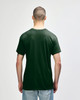 A dark green Gildan Heavy Cotton Adult T-Shirt displayed on a male model from the back, featuring a logo.