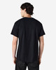 A black Gildan Heavy Cotton Adult T-Shirt displayed from the back, featuring short sleeves and a simple design.
