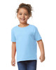 A light blue toddler t-shirt with short sleeves, featuring a logo on the front.