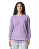 A purple adult crewneck sweatshirt with long sleeves, featuring a simple design and relaxed fit.