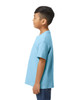 A blue youth midweight T-shirt featuring a plain back view, suitable for casual wear.