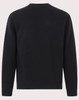 A black crew fleece jumper with a simple design, featuring long sleeves and a crew neck. It has a branding logo.