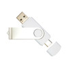A white Mix N Match Type-C flash drive with a rotating design and both USB and Type-C connectors.